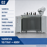 Transformador de Potencia de Alta Eficiencia de 1600 kVA, 10 kV, 3 Fases, Sumergido en Aceite, con Bobinado de Doble Capa, 50/60 Hz, Certificado IEC, para Distribución
