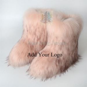 Stivali di pelliccia al ginocchio per <span class=keywords><strong>donna</strong></span> taglia 12 lago <span class=keywords><strong>blu</strong></span> rosa grigio peloso in pelliccia di metà polpaccio da <span class=keywords><strong>donna</strong></span> stivali di pelliccia - Product Image 4