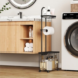 Porte-rouleau de papier toilette moderne en fer avec rangement pour salle de bain et hôtel, support pour tablette - Design écologique - Product Image 5