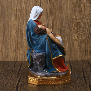 Statuette religieuse chrétienne de la Vierge Marie tenant Jésus, en résine peinte à la main, style classique haut de gamme, cadeau d'affaires, ornements de classe supérieure - Product Image 4