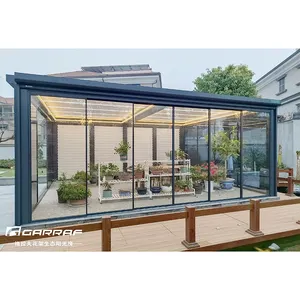 Gazebo Luar Ruangan Disesuaikan Tahan Air Atap Louvered Bermotor Bioclimatic Aluminium Pergola