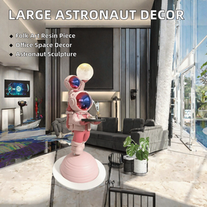 Escultura de Astronauta de Resina Rosa Niulai, Estatua Artística de Pie con Lámpara Lunar y Bandeja para Sala de Estar - Product Image 2
