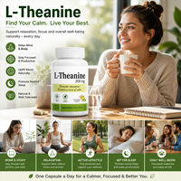 L-Théanine Pure 200mg en Capsules Végétariennes pour la Relaxation et le Soutien de l'Esprit Apaisé, 120 Comprimés, Supplément Non-OGM, OEM