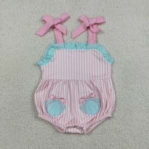 Romper de Verano para Bebé con Bordado de Sandía, Rayas y Volantes, Sin Mangas, Estilo Burbuja - Product Image 2