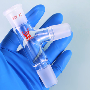 Adaptateur de distillation en verre borosilicate à 3 voies et à angle de 75 degrés, à paroi épaisse, personnalisé pour laboratoire de chimie, CS Labglass - Product Image 2