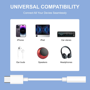 Adaptateur casque HANTAI USB 3.1 Type-C 3,5 mm mâle-femelle plaqué or CE ROHS pour mobile, iPad, voiture, microphone/MP3 - Product Image 5