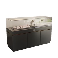 Vitrine d'exposition pour bijoux et objets de musée avec éclairage LED, design sans dos, verre transparent, personnalisable, gris