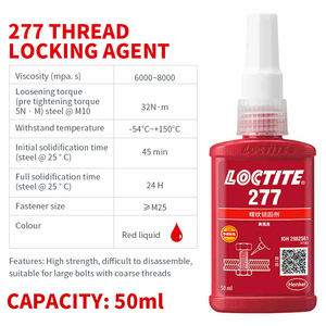 Pegamento <span class=keywords><strong>para</strong></span> Rosca de tornillo, venta directa del fabricante, Loctiter 277, 50ml, adhesivo anaeróbico de bloqueo de rosca Acrílico líquido <span class=keywords><strong>rojo</strong></span> de alta resistencia - Product Image 5