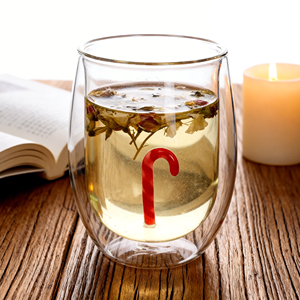Gobelet en verre borosilicate à double paroi 350 ml, motif canne à sucre 3D, résistant à la chaleur, soufflé à la main, sans BPA, pour thé, café, maison - Product Image 6