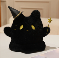 Set Boneka Kucing Hantu Halloween Kucing Hitam Penyihir - Boneka Penghilang Stres Isi Kapas PP Super Lembut untuk Dekorasi Meja Liburan