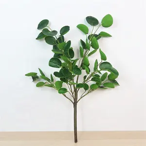 Bonsai artificial folhas de árvore de dinheiro, folhas verdes de toque real para decoração de casamento e jardim, S-3505