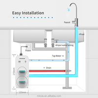 Système de purification d'eau par osmose inverse MICOE Home Kitchen Under Sink Tankless 3 étages 600GP, filtre à eau pour le marché africain