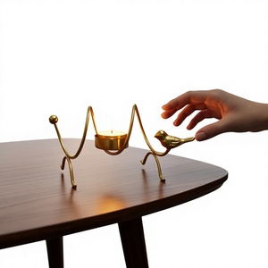Golden <b>Bird</b> Flameless Tea Light Holder Heat Resistant Metal Candle <b>Stand</b> for Home Decoration and Wedding Occasions - Product Image 1