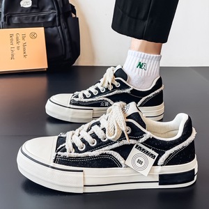 Specialty style open-toe <b>canvas</b> sneakers for men in summer, with thick soles, suitable for couples casual style, trendy shoes. - Product Image 1