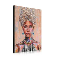 Глобальная мода, красивая современная красная Африканская женщина ручной работы с розовым цветом, настенные художественные изделия на холсте, африканская масляная живопись