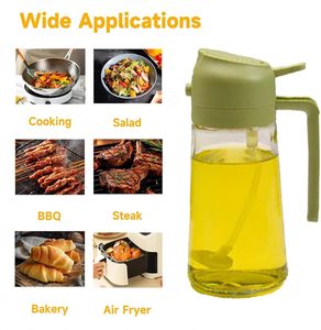 Bouteille pulvérisatrice d'huile en verre réutilisable intégrée 470 ml/16 oz pour la cuisine domestique, distributeur d'huile et de vinaigre pour friteuse à air - Product Image 6