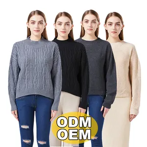 Custom Turtleneck Women High Neck Sweaters Girl Knitted Cotton Pullover Cashmere Women Sweater