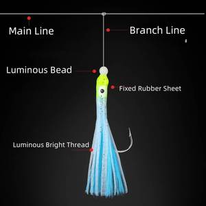 Sneda Led Glow Octopus <span class=keywords><strong>Rig</strong></span> 2/0 Haken Aas Vissenset Cr425 Batterij Zout Water Klaar Voor Makreel/Cutlassfish Karper/Bass Target - Product Image 5
