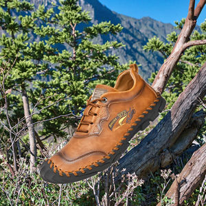 Zapatos Casuales de Cuero de Alta Calidad para Hombre, Diseño Plano con Cordones y Función Antideslizante para Uso en Exteriores, Otoño e Invierno - Product Image 2