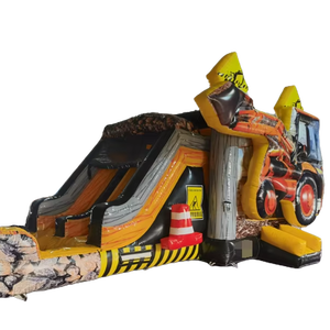 Structure gonflable à thème excavateur, combo humide/sec <span class=keywords><strong>avec</strong></span> toboggan et <span class=keywords><strong>piscine</strong></span> pour locations de fêtes en extérieur - Product Image 1