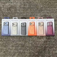 Coque de téléphone portable translucide givrée à détection de pression avec cadre d'objectif magnétique bicolore pour iPhone 17 18 avec emballage en boîte