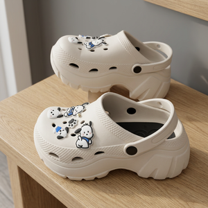 Diapositivas de plataforma de 7CM, decoración de cadena de concha de estrella rosa, zuecos ventilados, zapatos de pan para mujer, diseño al aire libre, playa, verano, zapatillas para niñas - Product Image 3