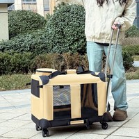 Sac de transport respirant et pliable en tissu Oxford, durable, portable, avec poignée télescopique, pour animaux de compagnie (chats, petits chiens), idéal pour les voyages en extérieur et les déplacements aériens.