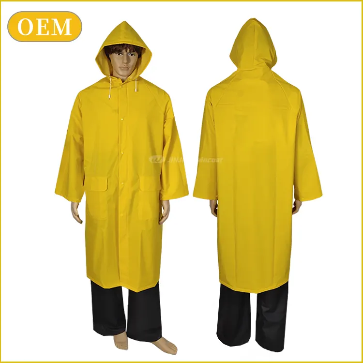 Capa de chuva personalizada para trabalho adulto em pvc, impermeável, capa de chuva de plástico pvc/poliéster resistente, proteção do trabalho