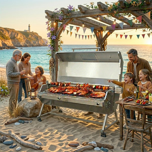 Asador Comercial para Barbacoa con Motor Personalizable de 15W, Parrilla Combinada de Gas y Carbón de Acero Inoxidable de Alta Resistencia para <span class=keywords><strong>Restaurante</strong></span> - Product Image 6
