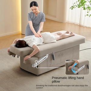 Lit de salon de beauté beige de luxe en vente directe d'usine, <span class=keywords><strong>2</strong></span> <span class=keywords><strong>moteurs</strong></span>, table de massage électrique, chaise de cosmétique, lit de spa facial - Product Image 4
