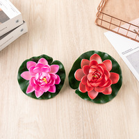 Vente en gros de fleurs artificielles simulant un artificiel flottant, fausses feuilles de nénuphar de Lotus, décoration