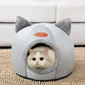 Round Pet Sleeping Nest Winter Pet Warm Bed Soft Small Pet Bed for Dog Donuts Shape Cave Cushion Cat House