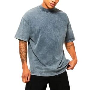 Camiseta de Hombre Lisa Vintage de Alta Calidad Personalizada al por Mayor, Algodón Grueso, Lavado Ácido, Holgada, Cuello Redondo, Básica, 100% Algodón - Product Image 1