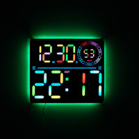 Jam Dinding Perpetual Kalender Kotak LED Karakter Besar Desain Nordik Bercahaya dalam Gelap dengan Warna RGB yang Dapat Berubah