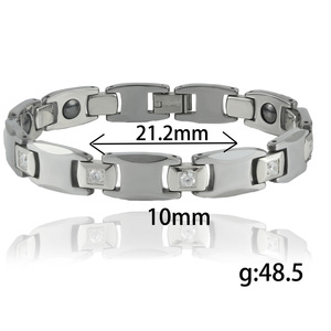 Titanium Steel <b>Bracelet</b> Geometric Bezel <b>Set</b> Diamond Magnetic For Men Women 217009 - Product Image 2
