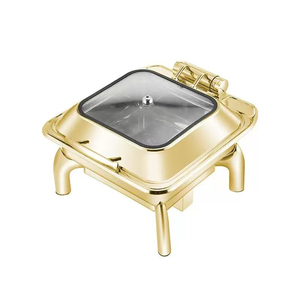Scaldavivande Arabo 9L Argento/Oro con Bruciatori per Buffet, Scaldavivande di Lusso in Acciaio Inossidabile per Catering - Product Image 6
