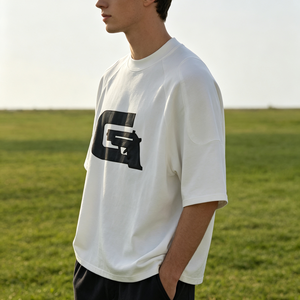 T-<span class=keywords><strong>shirt</strong></span> en coton blanc de haute qualité, coupe oversize à épaules tombantes, personnalisable avec logo, pour <span class=keywords><strong>homme</strong></span> - Product Image 2
