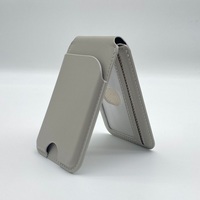 Tempat Kartu Ponsel Kulit PU Minimalis Magnetik dengan Penyangga yang Dapat Disesuaikan untuk iPhone 13/14/15/16/17 Pro Max