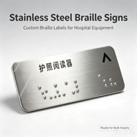 Panneaux Braille en Acier Inoxydable, Étiquettes Braille Personnalisées pour Équipements Hospitaliers