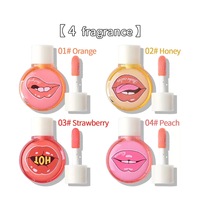 Brillo de labios vegano orgánico de 4 colores, resistente al agua, esmalte de labios mágico, etiquetado bonito, 5ml, bálsamo labial hidratante de frutas para maquillaje de belleza