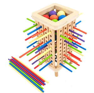 Wooden <strong>Rainbow</strong> Stick <strong>Drop</strong> Box, Colorful Ball &amp; Stick Insertion Toy, Educational Montessori Game for Toddlers - Product Image 1