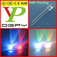 2 broches Led Rgb Dip/dip Led 5mm RVB clignotant/dip 3mm 5mm Led diodes électroluminescentes clignotantes multicolores (conforme CE et RoHS)