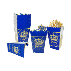 MOAXMOA Juego de 24 Cajas de Papel para Regalos con Temática de <span class=keywords><strong>Príncipe</strong></span> Real en Azul y Dorado para Baby Shower y Cumpleaños, Cajas para Dulces y <span class=keywords><strong>Galletas</strong></span> - Product Image 1