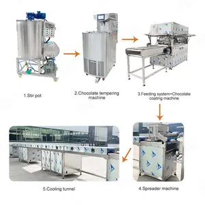 MY Hot Sale Mini Chocolate Candy Wafer Stick Coating Production Line Chocolate Enrobe Machine with Belt