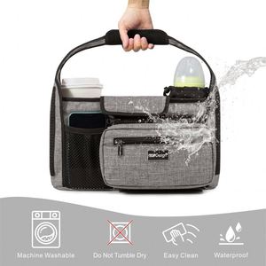 Organisateur de poussette pour bébé en RPET, certifié BSCI, vente en gros, 2 porte-gobelets, sac détachable avec bandoulière, sac de poussette - Product Image 3