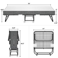 Lit pliant ZDC-3 avec matelas pour adultes, housse de rangement incluse, lit d'appoint pour invités