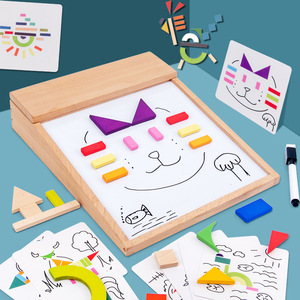 Tablero de dibujo magnético de madera con pequeños pájaros migratorios, 31x23x6cm, juguete educativo para niños, reconocimiento de formas geométricas - Product Image 1