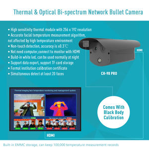 Máy Quay An Ninh Nhiệt Thân Màu Đen Tích Hợp Máy Quay Nhiệt Cctv Nhận Diện Khuôn Mặt Để Bán Mạng Kim Loại Ip <span class=keywords><strong>1080P</strong></span> H.265 4Mm CMOS - Product Image 5