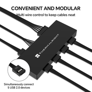 Thermalright máy tính interal Đen <span class=keywords><strong>USB</strong></span> 2.0 Hub X5 với 5 cổng <span class=keywords><strong>USB</strong></span> 2.0 9-pin kết nối cho <span class=keywords><strong>PC</strong></span> bo mạch chủ - Product Image 4