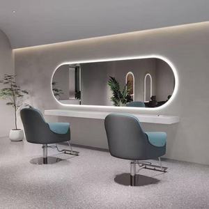 กระจกติดผนังแบบโมเดิร์นด้านเดียว ดีไซน์ทันสมัย ทำจากไม้และโลหะ พร้อมไฟ LED สำหรับร้านตัดผมและร้านเสริมสวย - Product Image 3